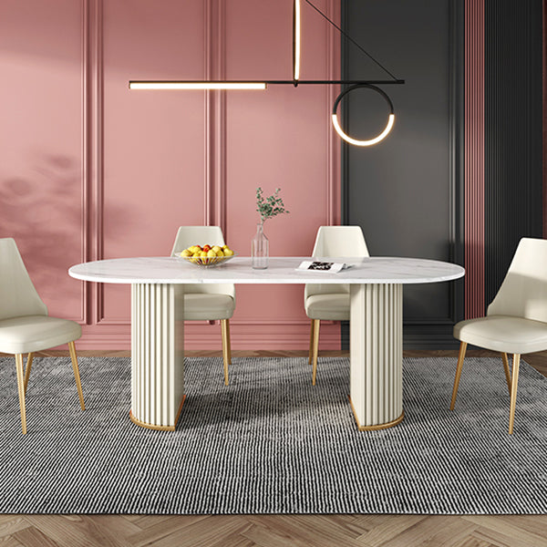 Metal Contemporary Free Form Indoor Table Sintered Stone Table for Dining Room and Kitchen