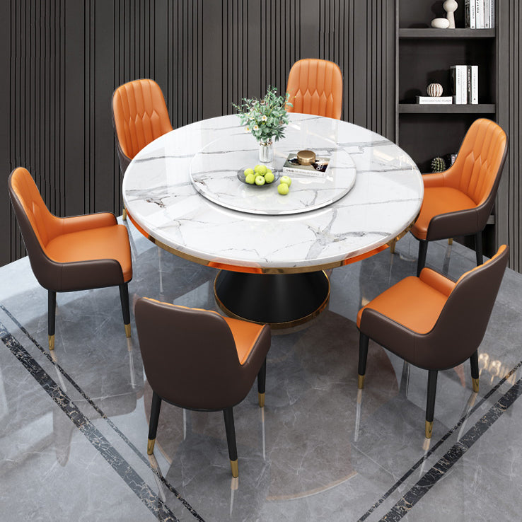 Table à manger ronde de style contemporain de base en métal pour la maison