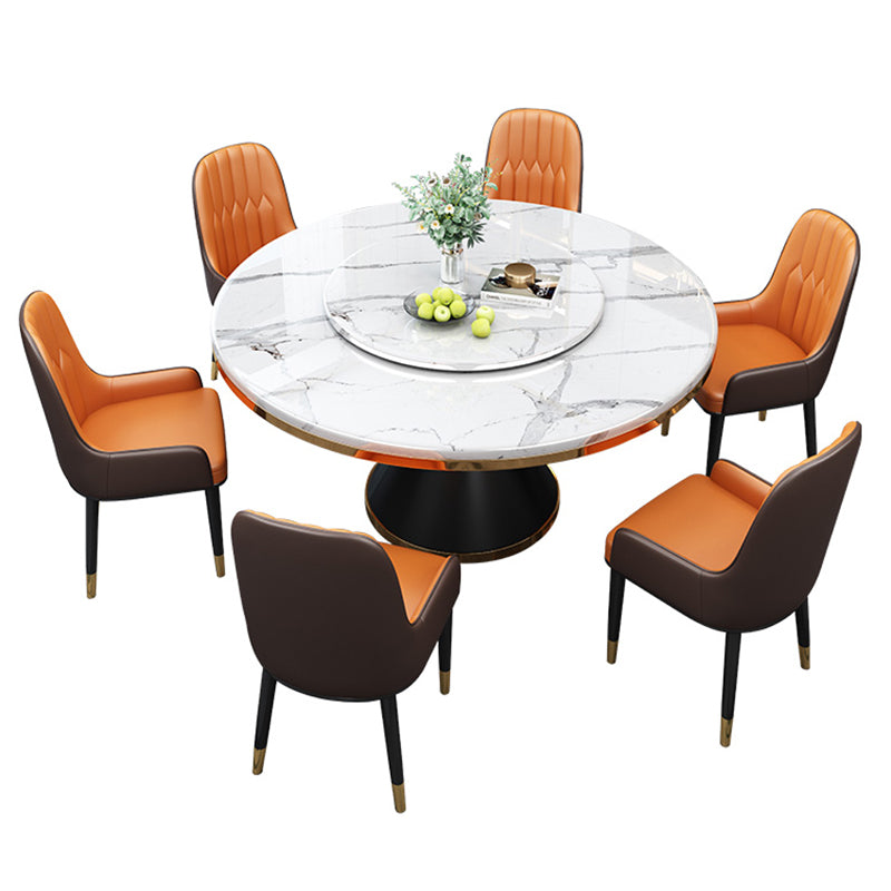 Table à manger ronde de style contemporain de base en métal pour la maison