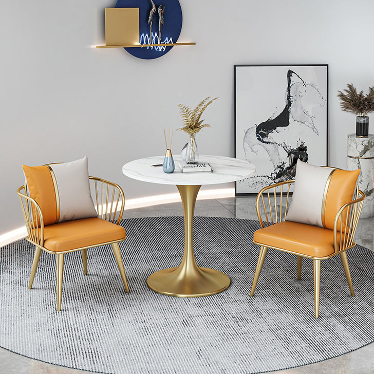 Moderne ronde gesinterde stenen top eettafel witte standaard eettafel voor keuken