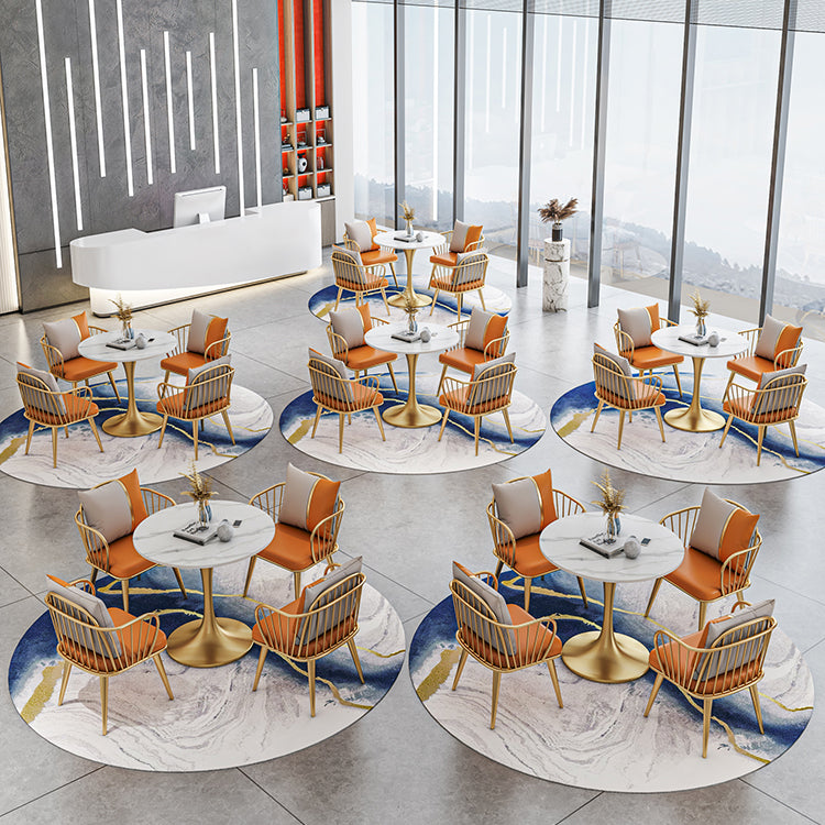 Moderne ronde gesinterde stenen top eettafel witte standaard eettafel voor keuken