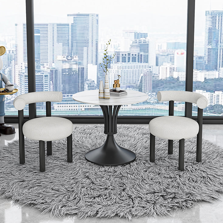 Minimalistischer Sinterstein weißer Esstisch runde Form Standard Esstisch für Küche