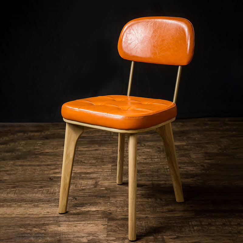 Chaise de salle à manger industrielle, chaise latérale à dossier ouvert avec pieds en bois pour usage domestique