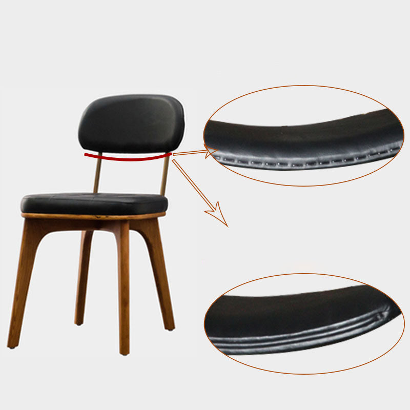 Chaise de salle à manger industrielle, chaise latérale à dossier ouvert avec pieds en bois pour usage domestique
