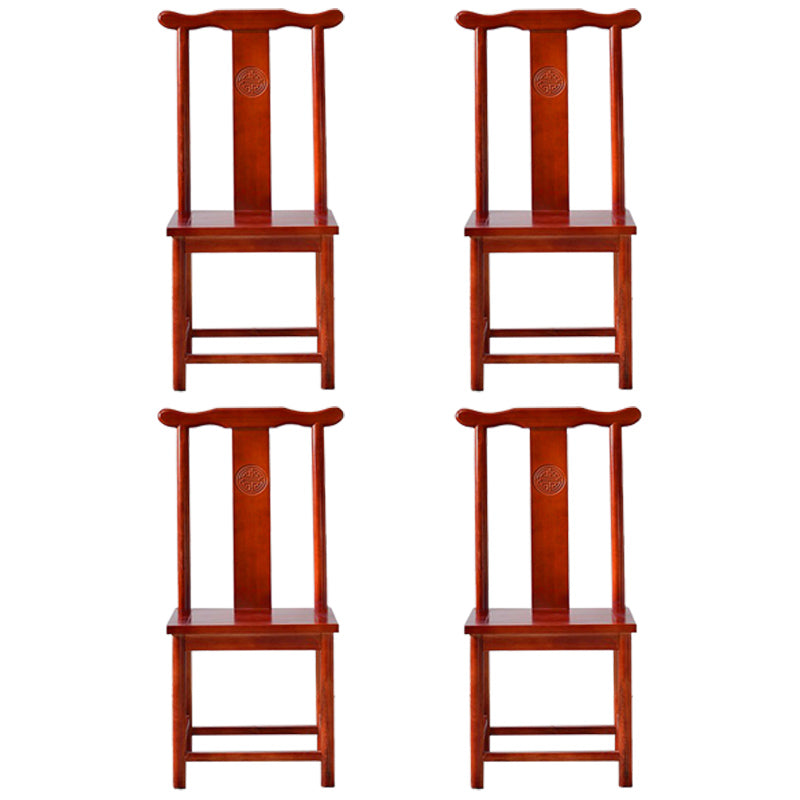 Traditional Wood Dining Side Chair Cow Horn Slat Back Home Side Chairs