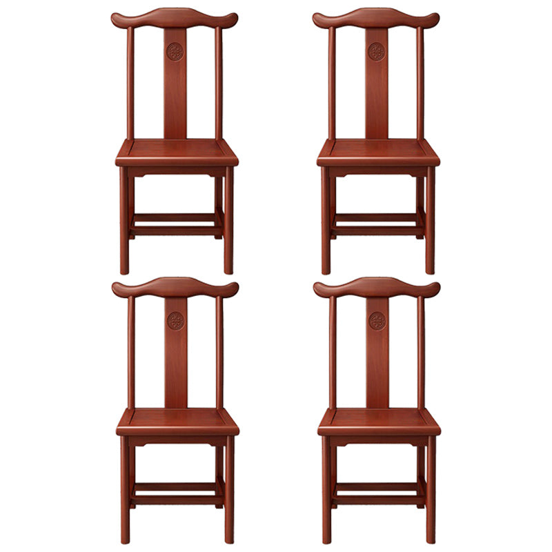 Traditional Wood Dining Side Chair Cow Horn Slat Back Home Side Chairs