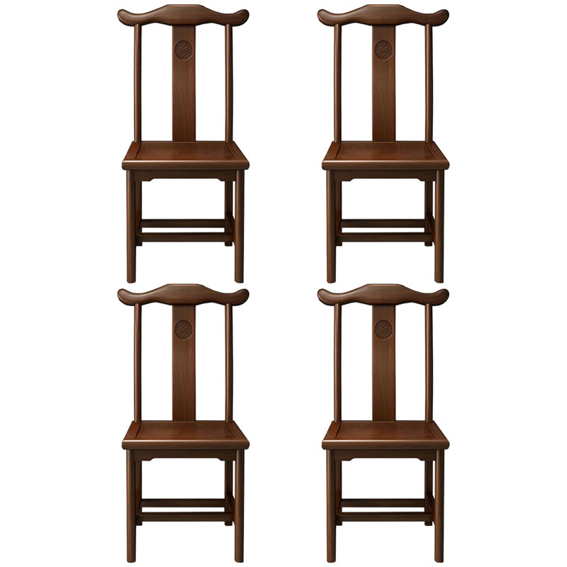 Traditional Wood Dining Side Chair Cow Horn Slat Back Home Side Chairs