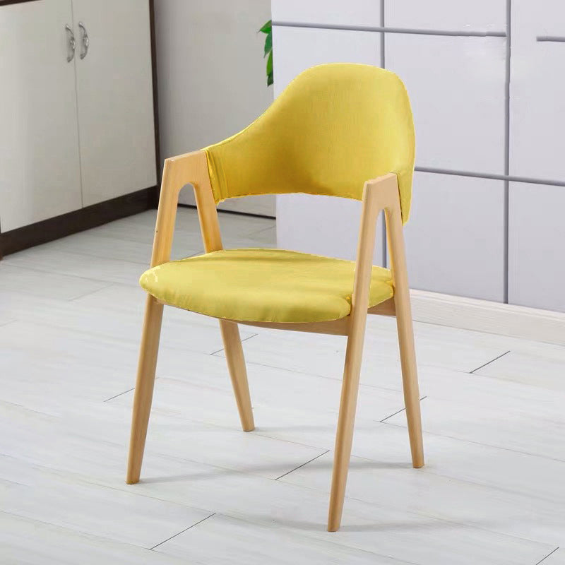 Glam Style Wooden Dining Arm Chair Matte Finish Solid Back Dining Chair for Home