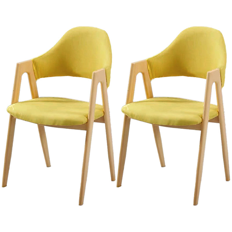 Glam Style Wooden Dining Arm Chair Matte Finish Solid Back Dining Chair for Home