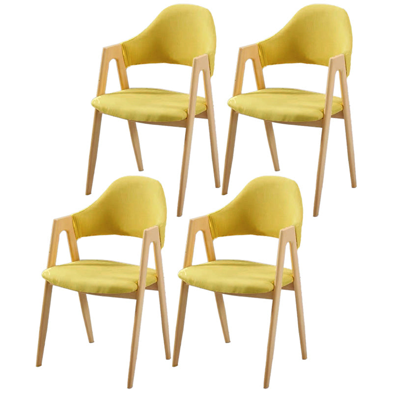 Glam Style Wooden Dining Arm Chair Matte Finish Solid Back Dining Chair for Home