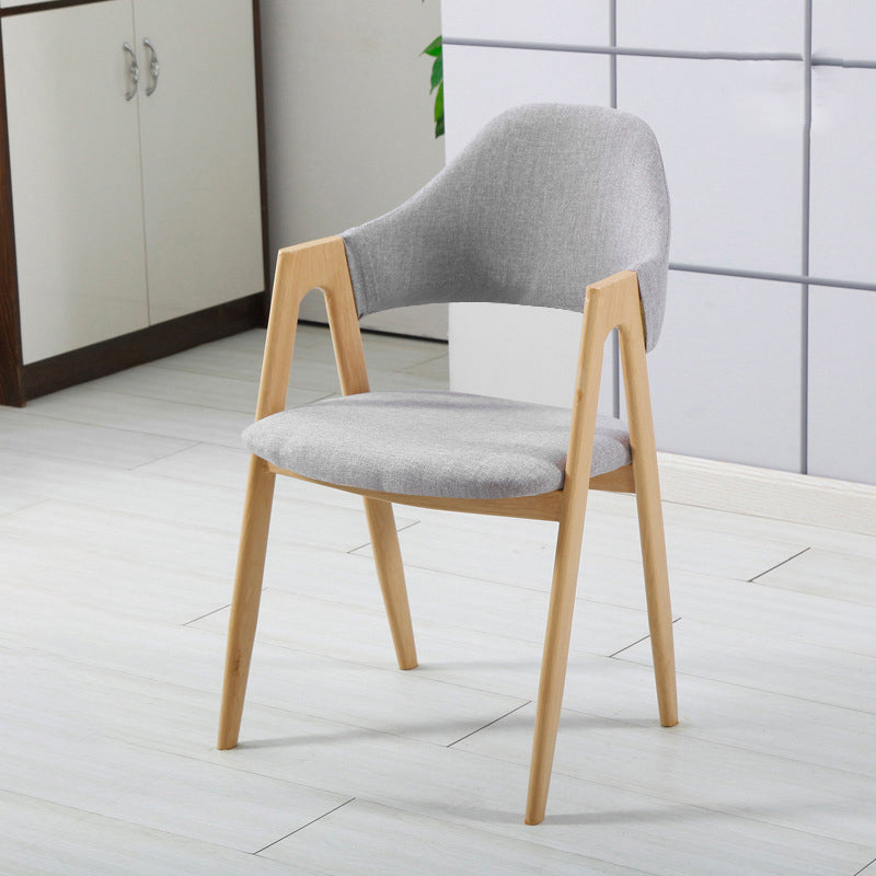 Glam Style Wooden Dining Arm Chair Matte Finish Solid Back Dining Chair for Home