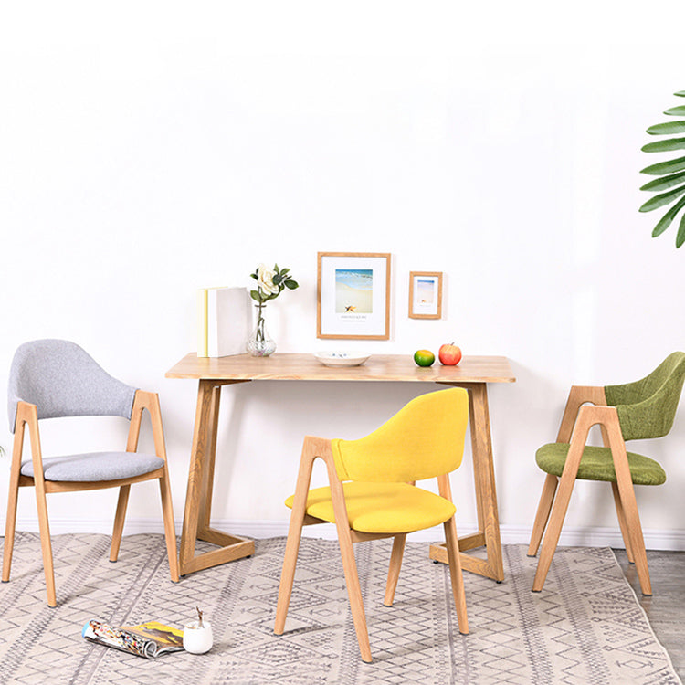 Glam Style Wooden Dining Arm Chair Matte Finish Solid Back Dining Chair for Home