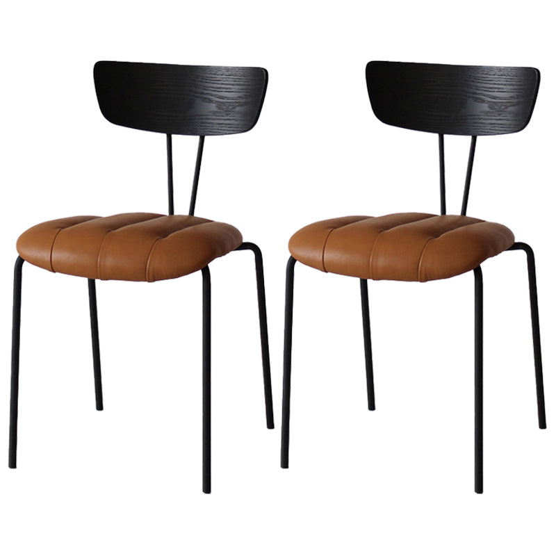 Chaise latérale de finition mate en métal de style industriel, chaise latérale à dossier ouvert pour salle à manger