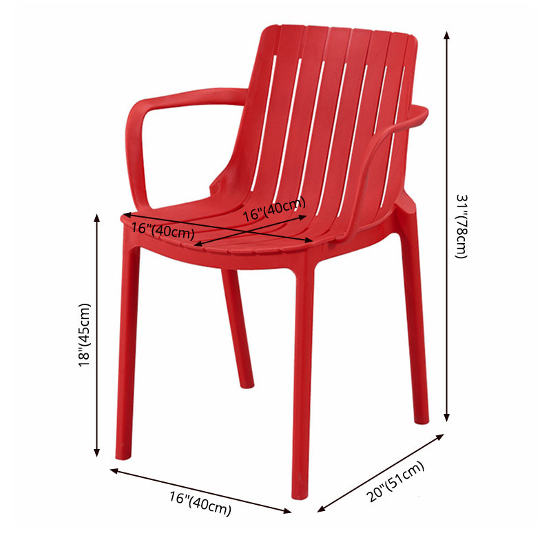 Scandinavian Kitchen Arm Chair Indoor Slat Back Plastic Dining Room Chair
