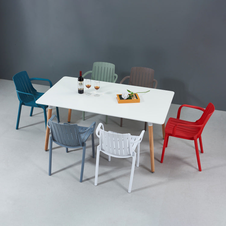 Scandinavian Kitchen Arm Chair Indoor Slat Back Plastic Dining Room Chair