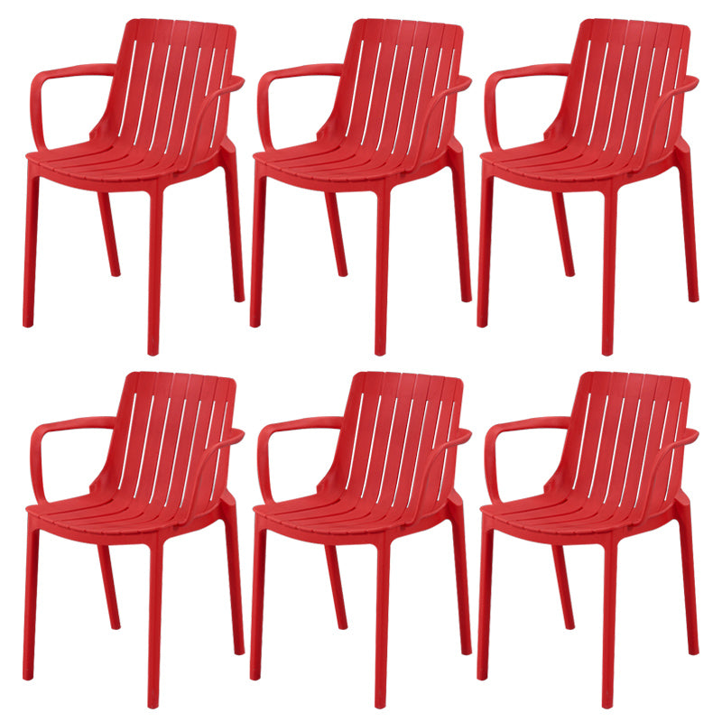 Scandinavian Kitchen Arm Chair Indoor Slat Back Plastic Dining Room Chair