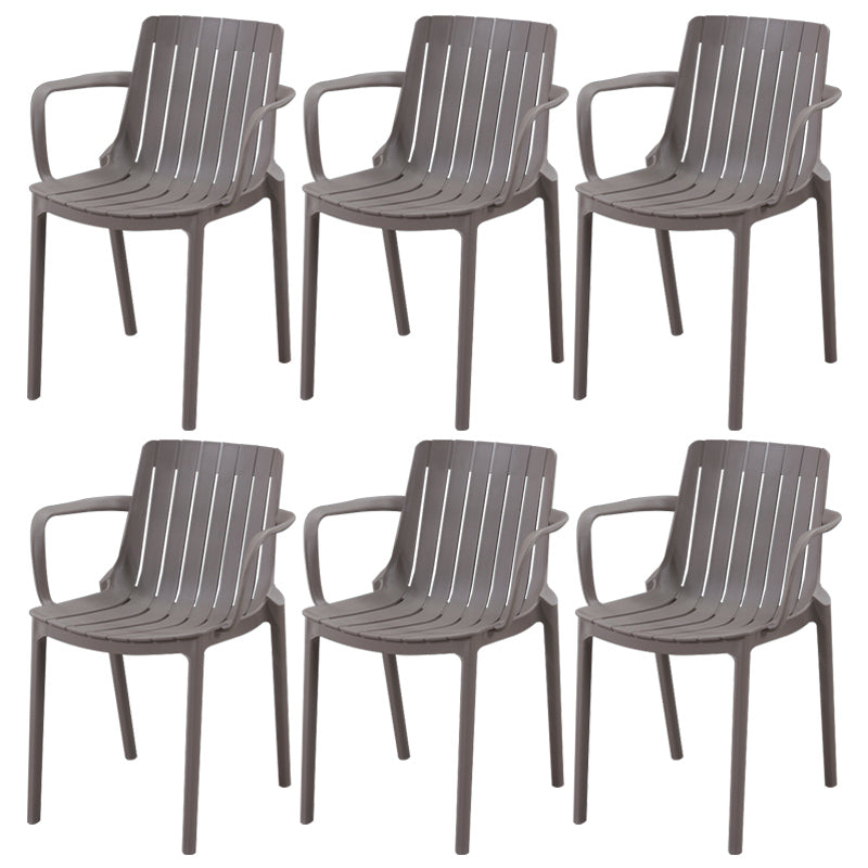 Scandinavian Kitchen Arm Chair Indoor Slat Back Plastic Dining Room Chair