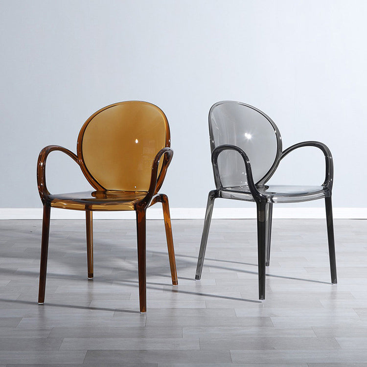 Modern Transparent Plastic Solid Back Side Chair 34"H Dining Chair for Restaurant