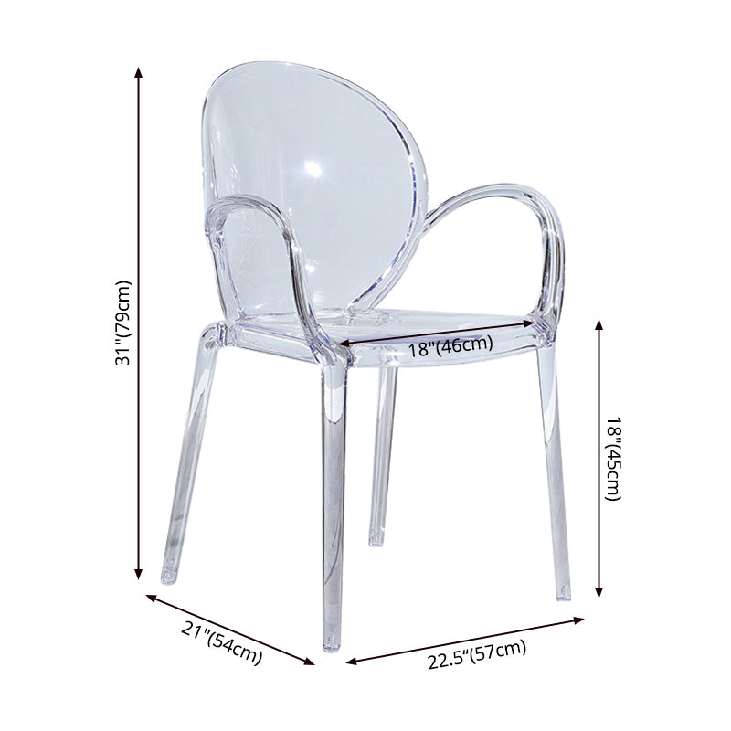 Modern Transparent Plastic Solid Back Side Chair 34"H Dining Chair for Restaurant