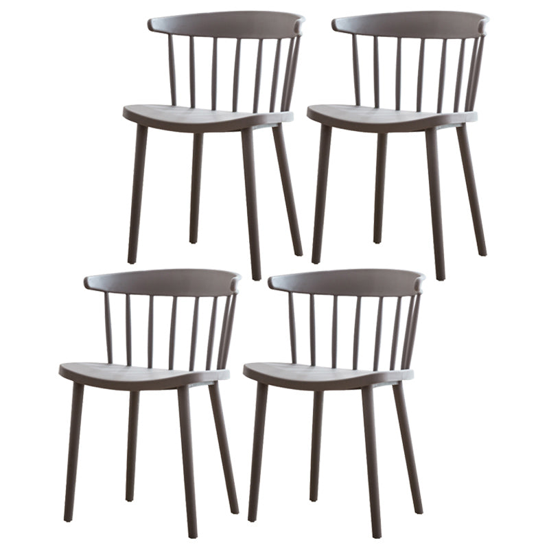 Scandinavian Style Plastic Dining Armless Chair Windsor Back Side Chair for Home Use