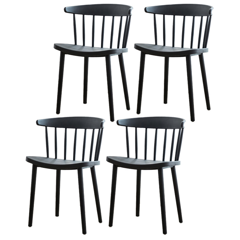 Scandinavian Style Plastic Dining Armless Chair Windsor Back Side Chair for Home Use