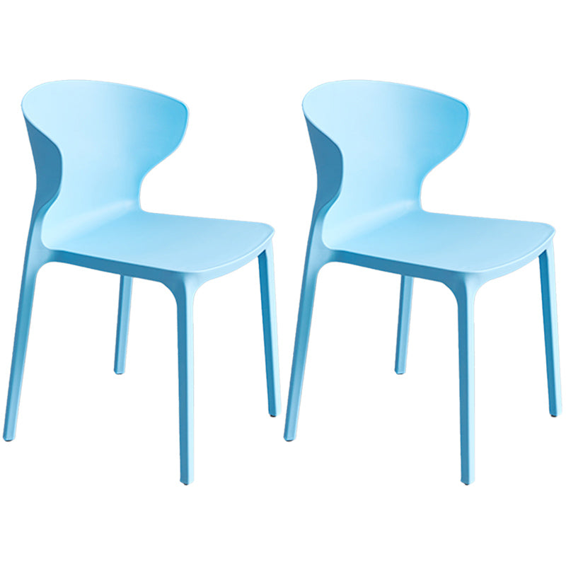 Scandinavian Style Plastic Dining Armless Chair Solid Back Side Chairs for Home Use