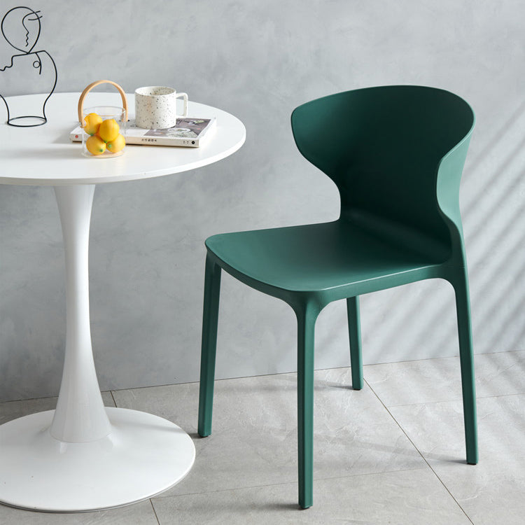 Scandinavian Style Plastic Dining Armless Chair Solid Back Side Chairs for Home Use