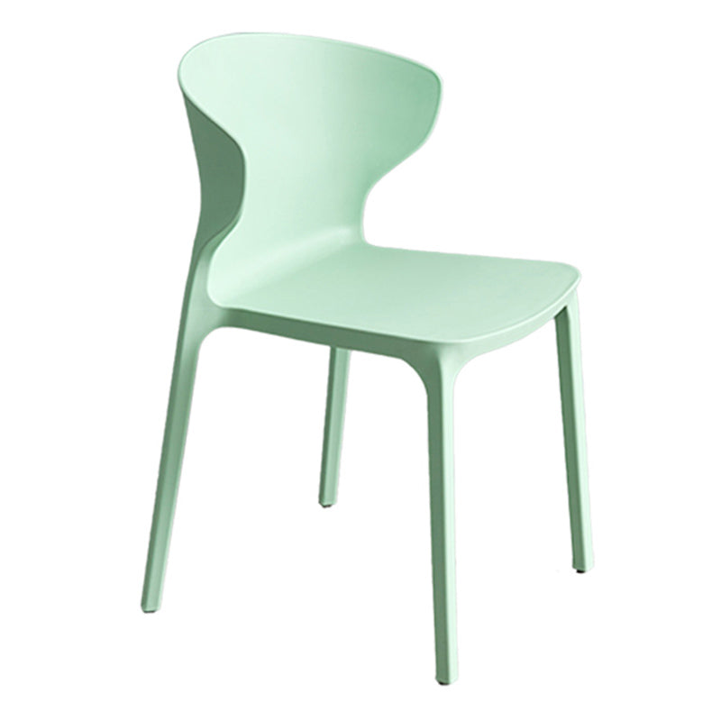 Scandinavian Style Plastic Dining Armless Chair Solid Back Side Chairs for Home Use