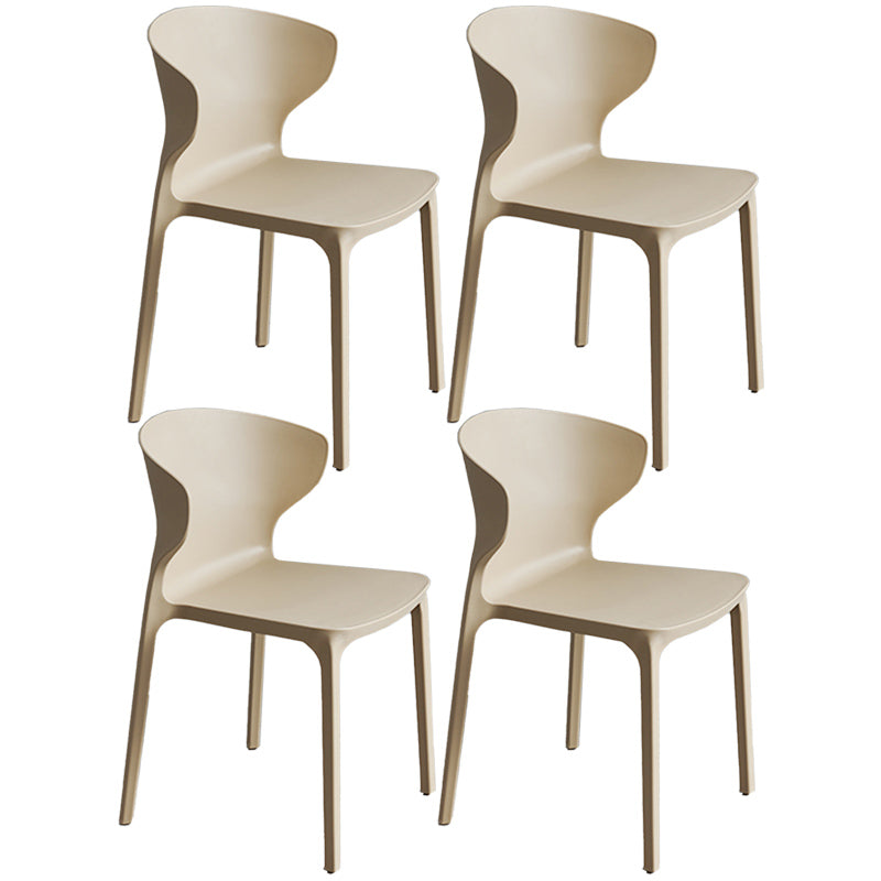 Scandinavian Style Plastic Dining Armless Chair Solid Back Side Chairs for Home Use