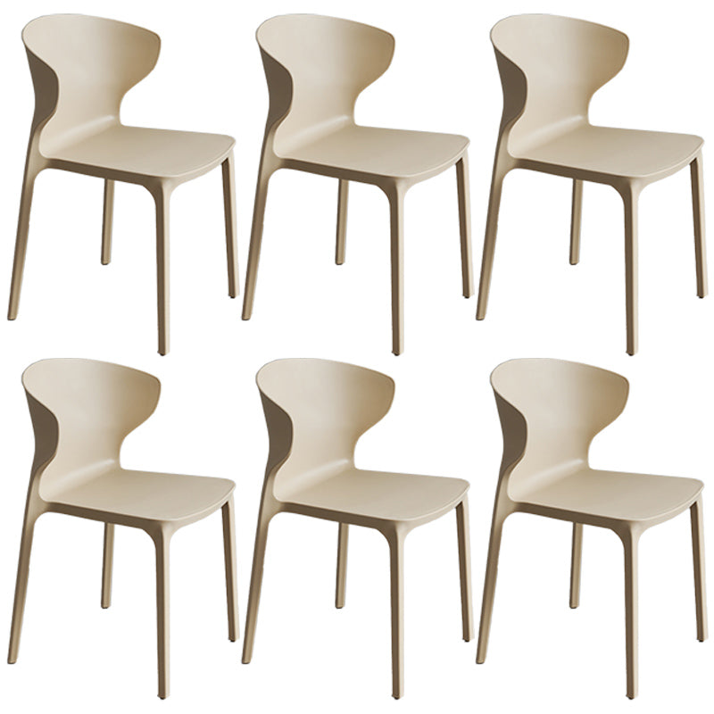 Scandinavian Style Plastic Dining Armless Chair Solid Back Side Chairs for Home Use