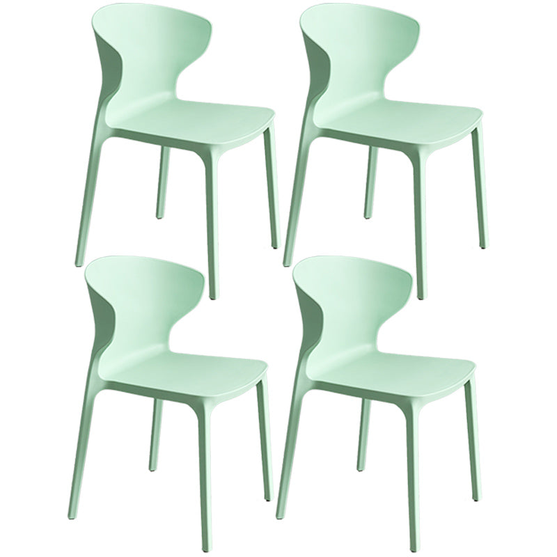 Scandinavian Style Plastic Dining Armless Chair Solid Back Side Chairs for Home Use