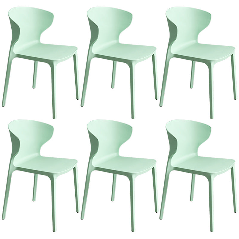 Scandinavian Style Plastic Dining Armless Chair Solid Back Side Chairs for Home Use