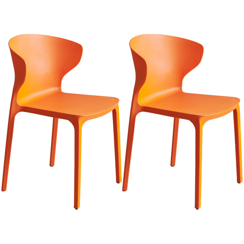 Scandinavian Style Plastic Dining Armless Chair Solid Back Side Chairs for Home Use