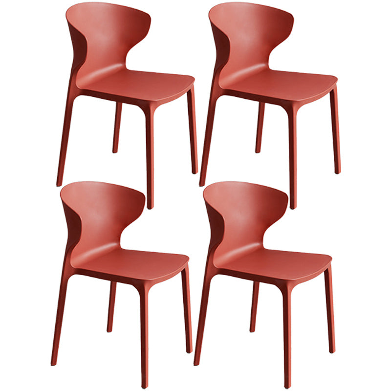 Scandinavian Style Plastic Dining Armless Chair Solid Back Side Chairs for Home Use
