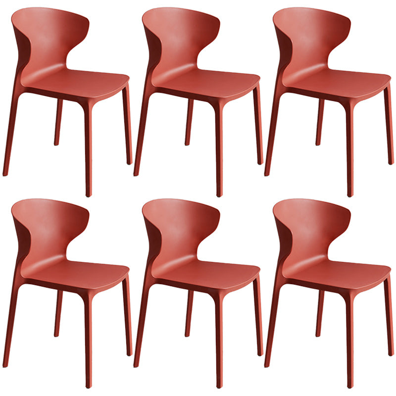 Scandinavian Style Plastic Dining Armless Chair Solid Back Side Chairs for Home Use