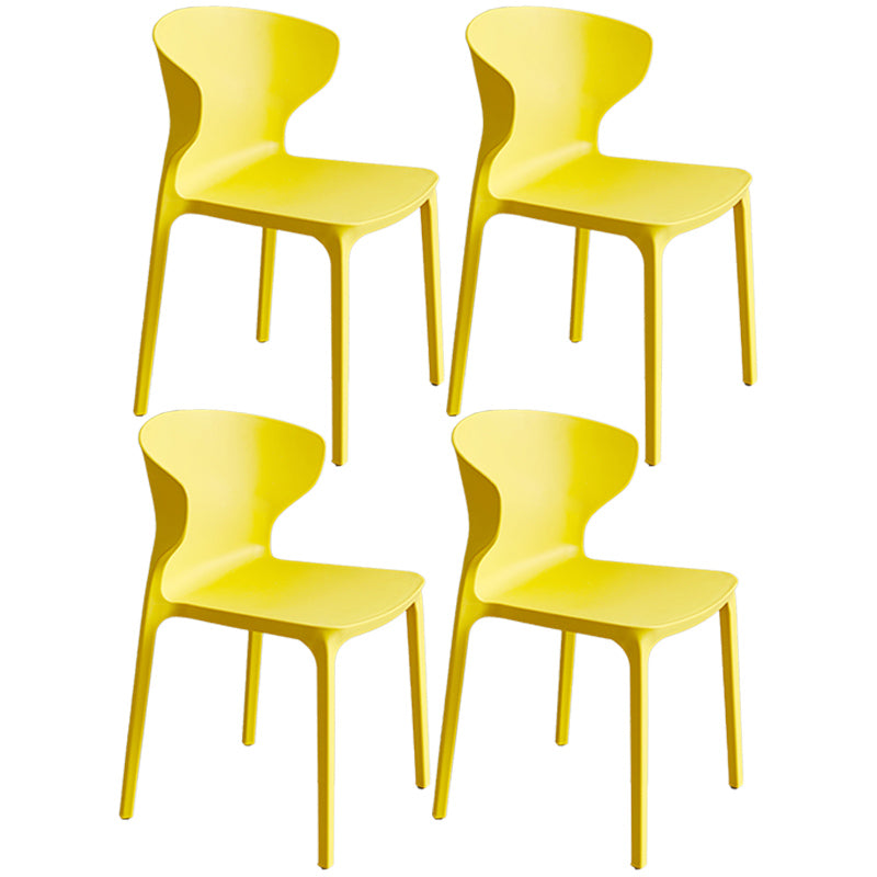 Scandinavian Style Plastic Dining Armless Chair Solid Back Side Chairs for Home Use