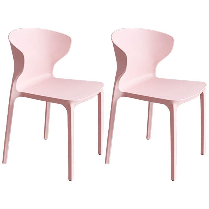 Scandinavian Style Plastic Dining Armless Chair Solid Back Side Chairs for Home Use