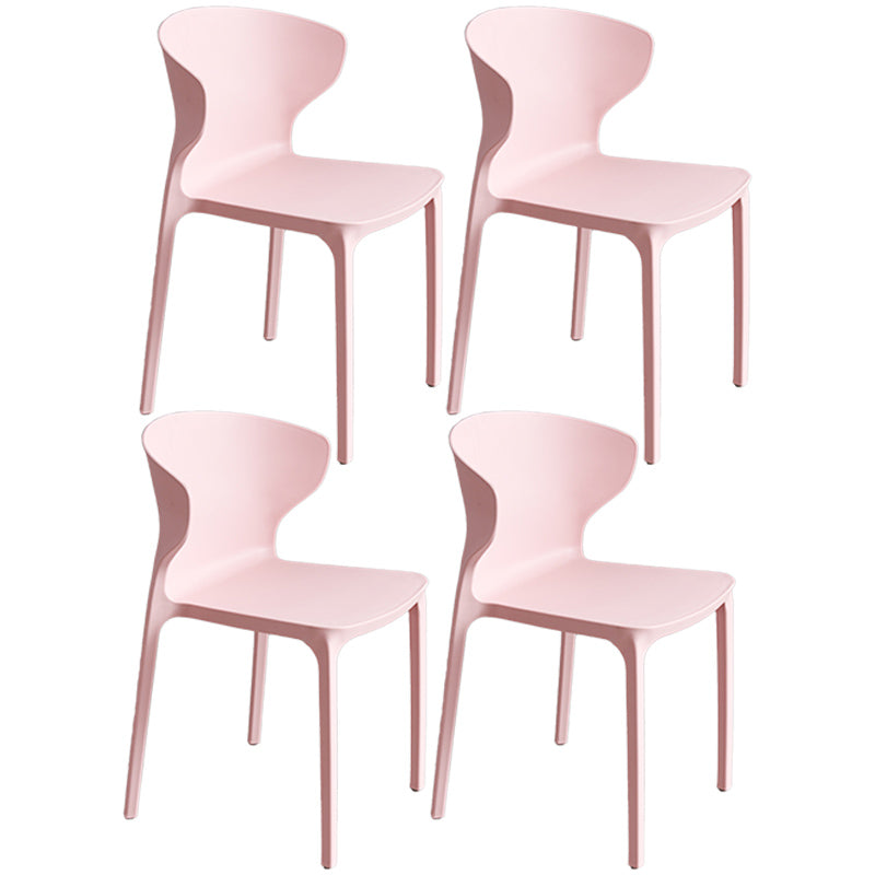 Scandinavian Style Plastic Dining Armless Chair Solid Back Side Chairs for Home Use