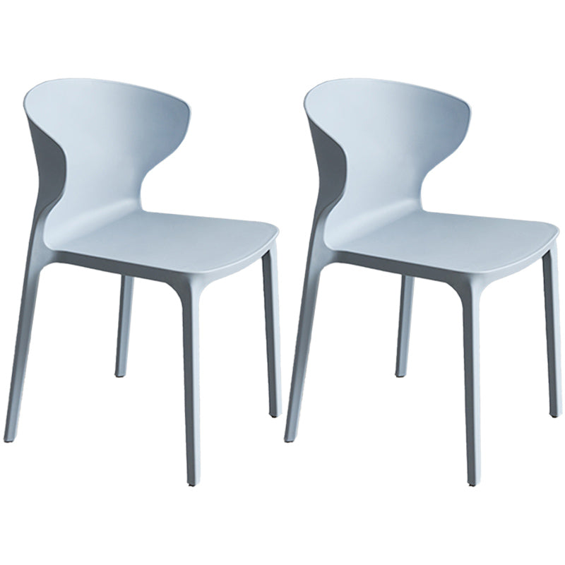 Scandinavian Style Plastic Dining Armless Chair Solid Back Side Chairs for Home Use