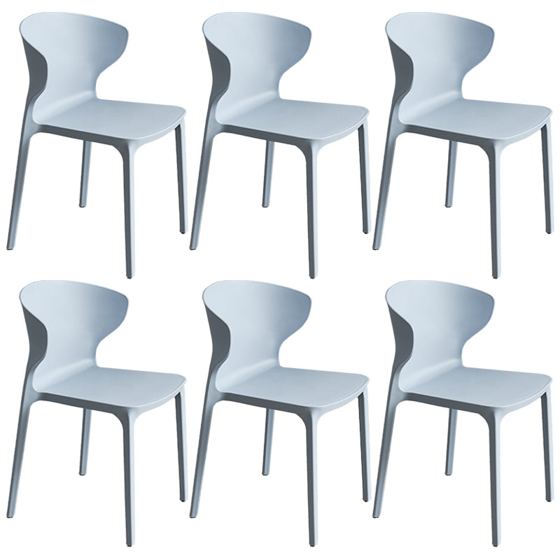 Scandinavian Style Plastic Dining Armless Chair Solid Back Side Chairs for Home Use