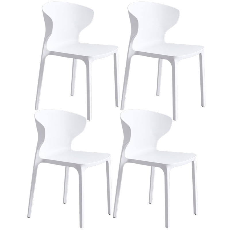 Scandinavian Style Plastic Dining Armless Chair Solid Back Side Chairs for Home Use