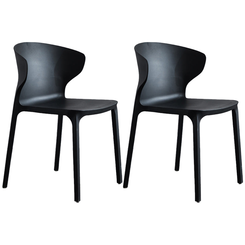 Scandinavian Style Plastic Dining Armless Chair Solid Back Side Chairs for Home Use