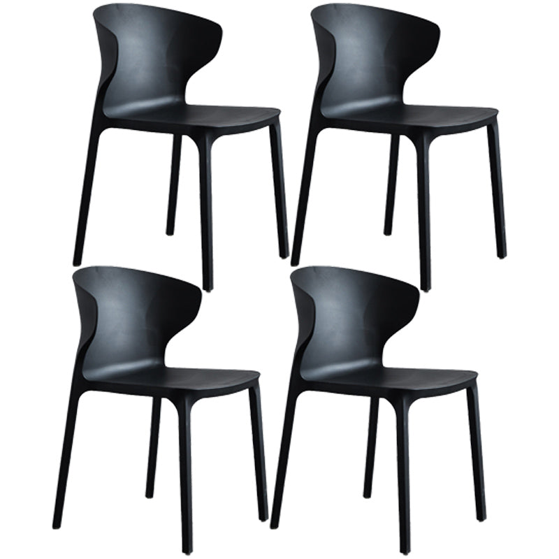 Scandinavian Style Plastic Dining Armless Chair Solid Back Side Chairs for Home Use