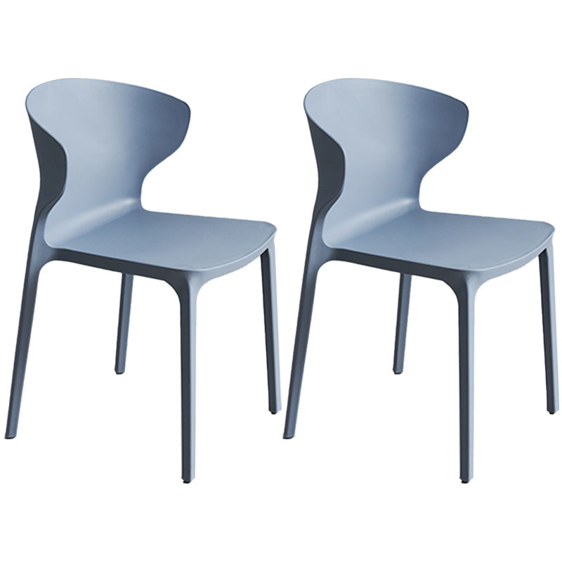 Scandinavian Style Plastic Dining Armless Chair Solid Back Side Chairs for Home Use