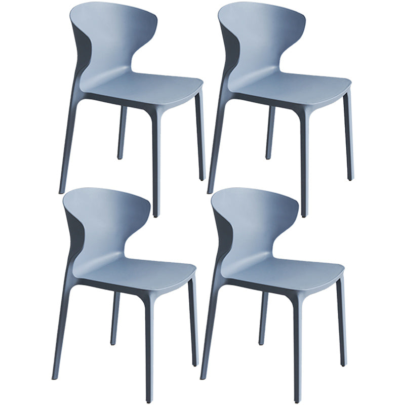 Scandinavian Style Plastic Dining Armless Chair Solid Back Side Chairs for Home Use