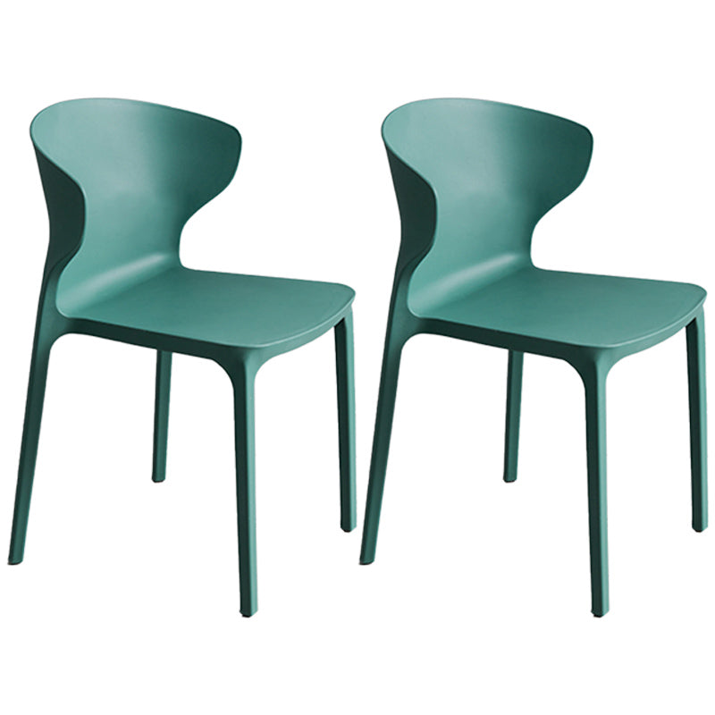 Scandinavian Style Plastic Dining Armless Chair Solid Back Side Chairs for Home Use