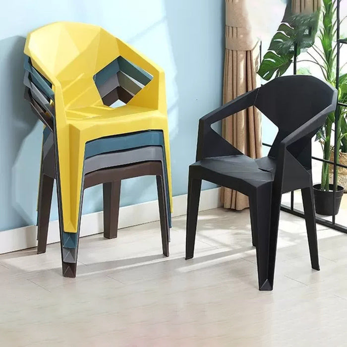 Scandinavian Plastic Dining Armchair Solid Back Side Chair for Home Use