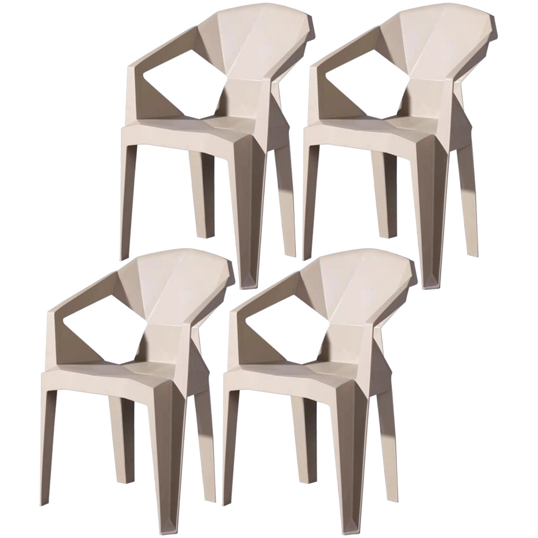 Scandinavian Plastic Dining Armchair Solid Back Side Chair for Home Use