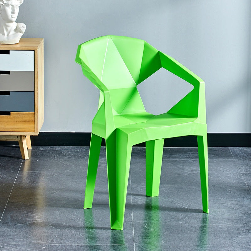 Scandinavian Plastic Dining Armchair Solid Back Side Chair for Home Use