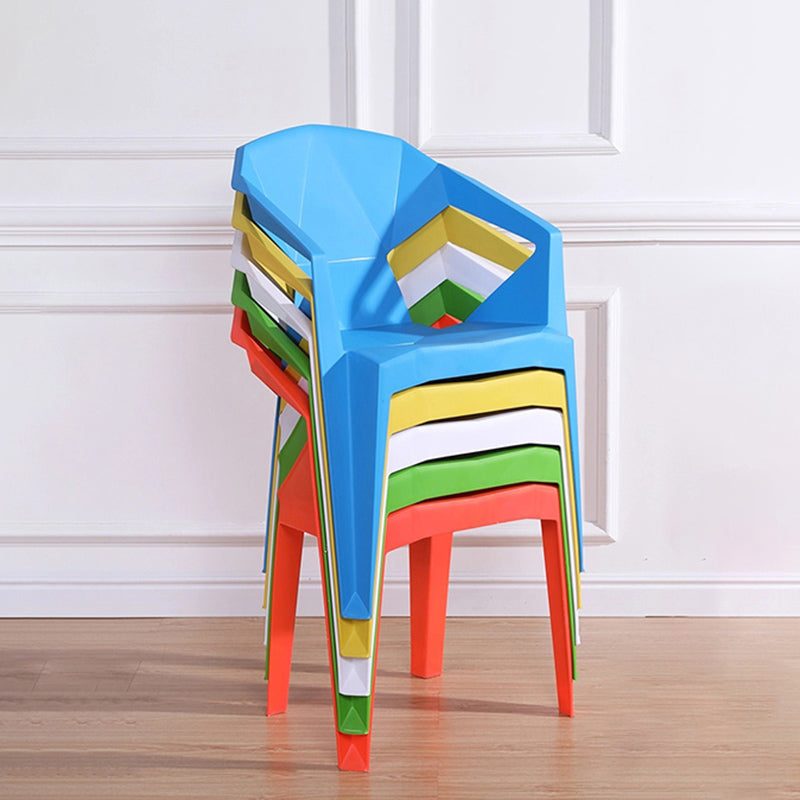 Scandinavian Plastic Dining Armchair Solid Back Side Chair for Home Use
